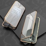 Étuis pour téléphone cellulaire, for iPhone 11 Pro Ultra Slim Double Sides magnétique Adsorption Cadre Angulaire en Verre trempé Aimant de Cas de secousse (Couleur : Or)