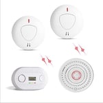 fxo Interlinked Optical Smoke Alarm, Heat Alarm & Carbon Monoxide Alarm Bundle - x1 Wireless Heat, x2 Optical Smoke & x1 CO Detector - Fire Alarms Multipack with 10 Year Tamper Proof Battery