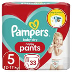 Pampers Baby-Dry Nappy Pants, Size 5 (12-17kg) Essential Pack 33 per pack