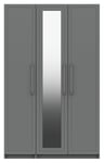 One Call Furnitue Hatfield 3 Door Mirror Wardrobe - Grey Gloss