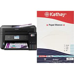 Epson EcoTank ET-3850 Print/Scan/Copy Wi-Fi Ink Tank Printer & Kathay 86600070 Pack of 100 Sheets of White Paper, A4, 80 g, Suitable for Printers, Ink-Jet, Copy, Laser and Fax