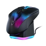 Turtle Beach Kone XP Air - Souris Gaming RGB Ergonomique, Personnalisable et sans Fil, capteur Optique 19 000 PPP, autonomie de Batterie de 100h, Station de Charge, éclairage AIMO RGB - Noir