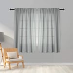 Melodieux 2 Panel Faux Linen Voile Net Curtains Semi Sheer Rod Pocket Drapes for Bedroom, Living Room, Window - Grey, 55 x 54 inch drop (140 x 137cm)