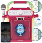 Singing Machine Bluetooth & CD Karaoke Machine with LED Lights & Microphone Pink