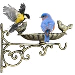 XXDYF Outside Bird Feeders Hanging with Stand, Wall Mounted Bird Bath, Vintage Birds Hanger Wall Hook for Planters, Lanterns, Wind Chimes And More Garden Decorative Items,Brass