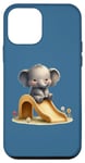 iPhone 12 mini Blue Adorable Elephant on Slide Cute Animal Theme Case