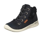 ECCO Infant Kids UK 4 EU 20 Black Leather Zip & Lace Up Hi Top Trainers Boots