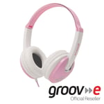 GROOV-E KIDZ DJ STYLE STEREO OVER EAR HEADPHONES FOR KIDS - PINK/WHITE - GV590PW