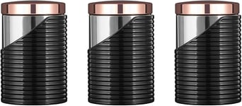 Tower T826001RB Linear Set of 3 Storage Canisters, Black and Rose Gold