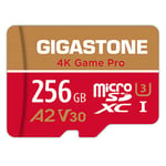 Gigastone 256GB Micro SD Card, 4K Game Pro, Nintendo-Switch Compatible, A2 Run App, 4K Video Recording, R/W up to 100/60MB/s, Micro SDXC UHS-I A2 V30 Class 10