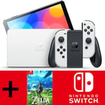 Console Nintendo Switch OLED avec Station d'Accueil| Manettes Joy-Con Blanches + The Legend of Zelda: Breath of the Wild- Video