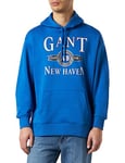 GANT Men's Retro Crest Hoodie, Lapis Blue, S
