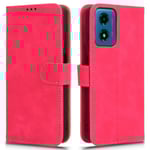 SKALO Motorola Moto E14 4G Matt PU-Läder Plånboksfodral - Cerise Cerise