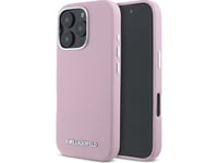 Karl Lagerfeld Saffiano Helomlindat Långsträckt Metall Logo Magsafe Apple Iphone 16 Pro Telefonfodral Rosa