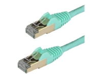 StarTech.com 7.5m CAT6A Ethernet Cable, 10 Gigabit Shielded Snagless RJ45 100W PoE Patch Cord, CAT 6A 10GbE STP Network Cable w/Strain Relief, Aqua, Fluke Tested/UL Certified Wiring/TIA - Category 6A - 26AWG (6ASPAT750CMAQ) - Koblingskabel - RJ-45 (hann) til RJ-45 (hann) - 7.5 m - STP - CAT 6a - formstøpt, uten hindringer - akvamarin