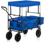 Uniprodo Sammenleggbar trekkvogn med tak - blå