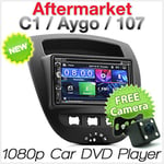 TUNEZ® 7 Inch Touchscreen Double Din Car Audio DVD CD MP3 MP4 Player Video Compatible With Aygo Citroen C1 Peugeot 107 Head Unit Kit