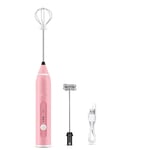 Slowmoose (Pink) Foam Coffee Machine With 2 Stainless Steel Spring Eggbeater Powerful Electric Milk Frother