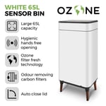 Tower Ozone Sensor Bin with Legs, Large 65L, Hands Free, White, T938022WHT  