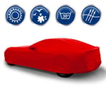 ECD Germany inomhus bilöverdrag | M 431x165x119 cm | Stretch Soft Satin | Röd | andas | Damm- och smutsavvisande | Presenning bil presenning bil