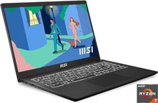 MSI Modern 15 Inch FHD Laptop - (Ryzen 7-7730U, AMD Radeon Graphics, 8GB RAM, 512GB SSD, Windows 11 Home) - Classic Black