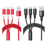 Multi Charger Cable, 2 Pack1.2M Nylon Braided 3 in 1 Multi USB Charging Cable with Micro USB Type C for Phone 11 Xs X XR 8, Android Galaxy S10 S9 S8 S7 A40, Huawei, Honor, Xiaomi, OnePlus, Nokia