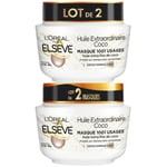 Masque Cheveux Nutrition Haute Légèreté Cheveux Sec Huile Extraordinaire Coco Elseve - Le Lot De 2 Pots De 310ml