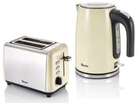 Swan Townhouse Cream 1.7L Jug Kettle & 2 Slice Toaster Modern Matching Set