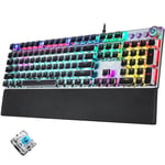AULA F2088 108 Keys Mixed Light Plating Punk Mechanical Blue Switch Wired USB Gaming Keyboard with Metal Button(Silver)