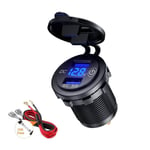 Thlevel USB Car Charger Socket Mini Dual QC3.0 Port Quick Charge 12V / 24V Car Adaptor with LED Digital Voltmeter and Switch 36W
