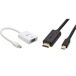 Amazon Basics Adaptateur Mini DisplayPort vers VGA Compatible avec Apple & Câble Mini DisplayPort vers HDMI - 1,83 m