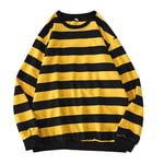 2021 New Crewneck Sweatshirt Mens Sweatshirt Long Sleeve Shirts for Men Long Sleeve Tops Streetwear Striped Long Sleeve Shirt Men Yellow L