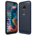 SCL Case for Moto G7 Plus Case [Blue], Carbon Fibre Effect Gel Grip Protection Cover [Anti Scratch][Anti Collision] Compatible with Motorola G7 Plus