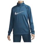 NIKE Women's Df Swoosh Run Sweatshirt, Valerian Blue/Reflective Silv, M