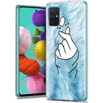 Pnakqil Samsung Galaxy A51 4G Case, Clear Transparent with Pattern Cute Silicone Shockproof Soft Gel TPU Ultra Thin Rubber Bumper Protective Back Phone Case Cover for Samsung A51 4G, Blue Love