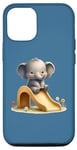 iPhone 14 Pro Blue Adorable Elephant on Slide Cute Animal Theme Case