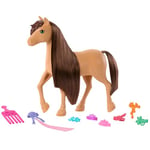 Barbie Horse & Accessories, Toys from Mysteries: The Great Horse Chase, Extra-long Mane for Brushing & Styling Fun (Styles May Vary), HXJ37