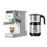 GEEPAS 1450W Espresso Cappuccino Coffee Machine & 450W Coffee Spice Grinder Set