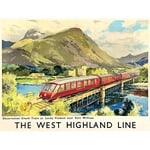 Wee Blue Coo Travel Rail Scotland West Highland Line British Railways Art Print Poster Wall Decor 12X16 Inch