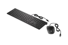 HP Pavilion 400 - tastatur og mus-sæt - tysk - jet black Indgangsudstyr