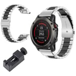 VeveXiao Compatible with Garmin Fenix 6/Fenix 5 Plus Strap, 22mm EasyFit Quick Release Stainless Steel Metal Replacement Band for Fenix 5/5 Plus,Fenix 6 Pro,Approach S60,Forerunner 935 (Silver Black)