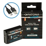 Patona Platinum Batteri with USB-C input for Canon LP-E12 EOS 100D EOS-M50 EOS-100D 150301396 (Kan sendes i brev)