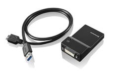 Lenovo USB 3.0 - DVI/VGA USB grafisk kobling 2048 x 1152 piksler Sort