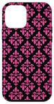Coque pour iPhone 12 mini Fleur de lys noir et rose motif floral fleur de lys