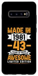 Coque pour Galaxy S10+ Made in 1981 43 Years of Being Awesome Cadeaux d'anniversaire