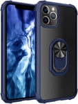 UEEBAI Case for iPhone 12 Pro Max 6.7 inch, Acrylic Crystal Clear Ring Holder Case Ultra Slim Shockproof TPU Bumper Hard PC Case Rotatable Ring Kickstand Cover for iPhone 12 Pro Max - Blue