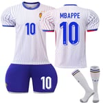 UEFA Euro 2024 Frankrike Bortalag Barn Fotbollströja Nr.10 Mbappe 26