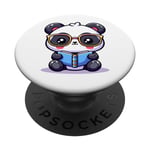 Adorable Book Lover Panda With Reading Glasses Cute PopSockets Swappable PopGrip