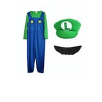 Barn Super Mario Luigi Bros Cosplay Fancy Dress Outfit Kostym Red green j green M 105-120cm
