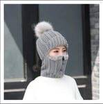 The Siamese Windproof Hat,3 in 1 Winter Women Wool Knitted Hat,Ski Hat Sets for Windproof Winter Outdoor Knit (Gray)